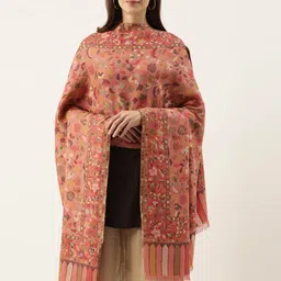 Pashmoda Women Peach Kaani Woven Design Shawl-30