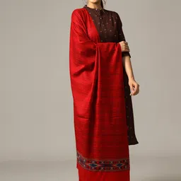 HANDICRAFT PALACE Women Red Stripe Woven-Design Shawl-image-50