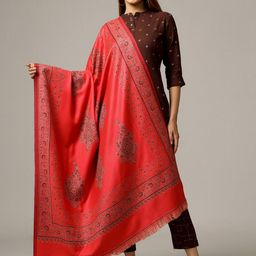 HANDICRAFT PALACE Women Pink Paisley Woven Design Shawl-picture-14