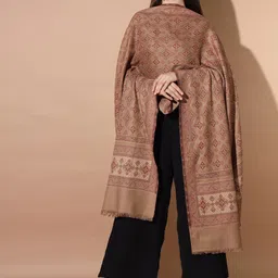 Pashmoda Ethnic Motifs Woven Design Jamawar Shawl-36
