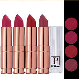 PERPAA 4Pc Antique Velvet Matte Lipstick with Jojoba Oil & Shea Butter- Shades 80-84-86-92-image-89