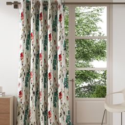DDecor White & Red Floral Room Darkening Door Curtain-20