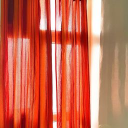 RANGBHAR Orange & Red 2 Pieces Striped Pure Cotton Sheer Window Curtains-2