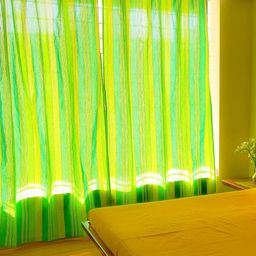 RANGBHAR Green & Yellow 2 Pieces Striped Pure Cotton Sheer Window Curtains-6
