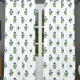 JAIPUR FABRIC Blue & Green Floral Window-image-96