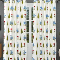 JAIPUR FABRIC Off White & Green Floral Printed Cotton Doors Curtain-picture-19
