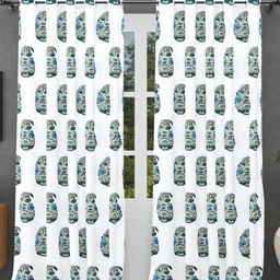 BED-SHEET.COM Green & White Cotton Floral Printed Window Curtain-picture-3