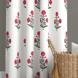 JAIPUR FABRIC White & Green Floral Printed Window Curtain-picture-10