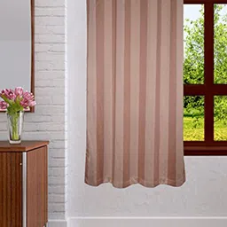 Lushomes Brown Striped Black Out Window Curtain-image-69