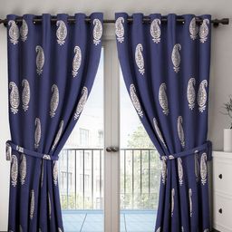 Home Sizzler Blue Set of 2 Ethnic Motifs Door Curtain-27