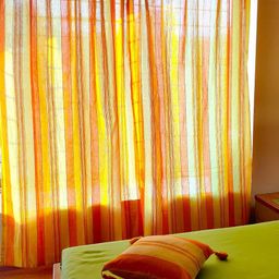 RANGBHAR Yellow & Orange 2 Pieces Striped Pure Cotton Sheer Long Door Curtains-image-43