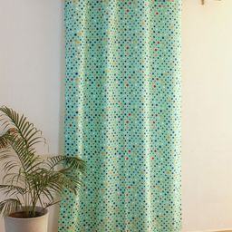 House This Blue & Red Geometric Print Cotton Long Door Curtain-14