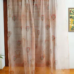 ZEBA Beige 2 Pieces Sheer Door Curtains-image-3