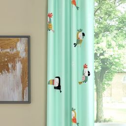 URBAN SPACE Unisex Teal Cotton Window Curtains-image-17