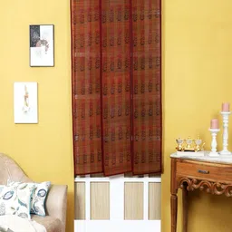 Silpakarman Maroon & Black Floral Bamboo Sticks and Cotton Threads Window Curtain-image-87
