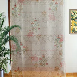 ZEBA Beige Sheer Door Curtain-image-5
