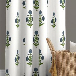 JAIPUR FABRIC White & Blue Floral Window-35