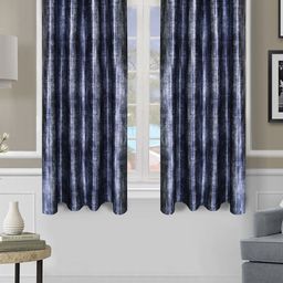 ROMEE Set Of 2 Blue & White Printed Room Darkening Window Curtain-6