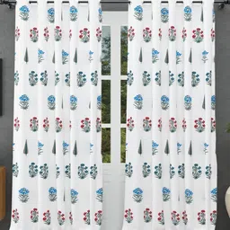 JAIPUR FABRIC Grey & Blue Floral Window-image-98
