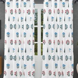 BED-SHEET.COM Grey & White Cotton Floral Printed Window Curtain-picture-4