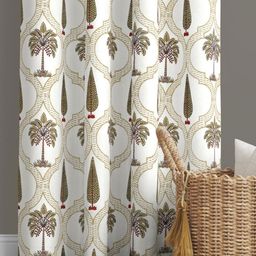 JAIPUR FABRIC White & Coffee Brown Floral Printed Window Curtain-26