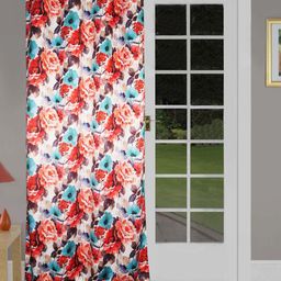 Lushomes Red & Blue Floral Blackout Door Curtain-34