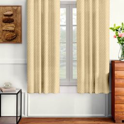 Cortina Beige Set of 2 Polka Dots Embossed Window Curtains-6