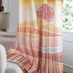 Cortina Red & Yellow Striped Single Silk Door Curtain-1
