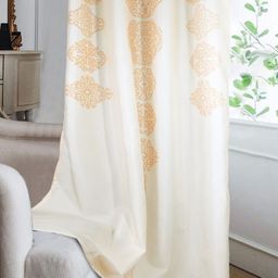 Cortina Off-White & Golden Ethnic Motifs Single Silk Long Door Curtain-45