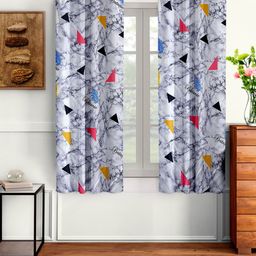 Cortina Grey & Black Set of 2 Printed Window Curtains-6