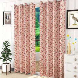Fresh From Loom Maroon & Silver-Toned Set of 2 Room Darkening Long Door Curtain-13