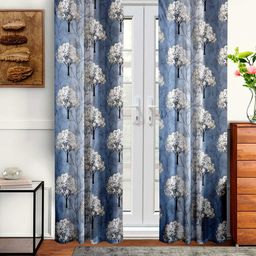 Cortina Blue & Black Set of 2 Floral Door Curtains-image-28