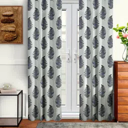 Cortina Grey & Blue Set of 2 Floral Door Curtains-16