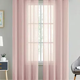 LINENWALAS Happy Sleeping Set Of 2 Pink Window Sheer Curtains-image-30