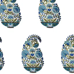 BED-SHEET.COM White & Green Floral Printed Window Curtain image 5