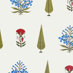 BED-SHEET.COM Off White & Green Floral Printed Window Curtain image 2