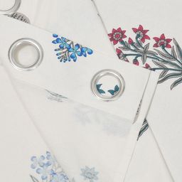 BED-SHEET.COM White & Grey Floral Printed Cotton Window Curtain image 3