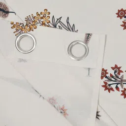 BED-SHEET.COM White & Brown Floral Printed Window Curtain image 5