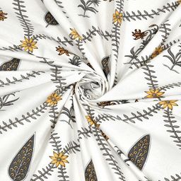 BED-SHEET.COM White & Grey Floral Printed Window Curtain image 2
