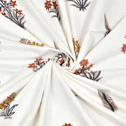 BED-SHEET.COM White & Brown Floral Printed Window Curtain image 3