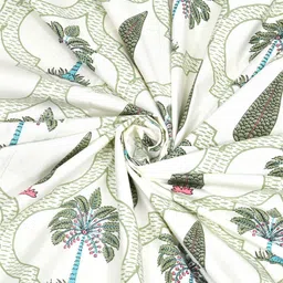 BED-SHEET.COM White & Green Floral Printed Window Curtain image 2