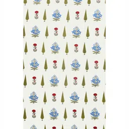 BED-SHEET.COM Off White & Green Floral Printed Window Curtain image 3