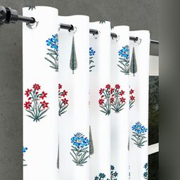 BED-SHEET.COM White & Grey Floral Printed Window Curtain image 3