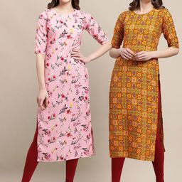 KALINI Women Multicoloured Floral Checked Gotta Patti Summer Sheers Crepe Kurta-17