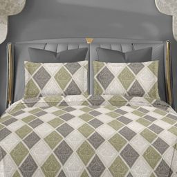 Ariana Grey & Brown Geometric 144 TC King Bedsheet with 2 Pillow Covers-image-27