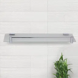 Home Centre Transparent Solid Rectangular Glass Shelf image 1