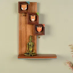 AAKRITI ART CREATIONS Brown Wooden Pocket Wall Shelf-56