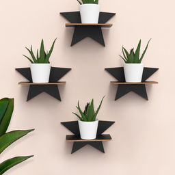 Home Sparkle Black 4 Pieces MDF Star Shaped Wall Shelves-42