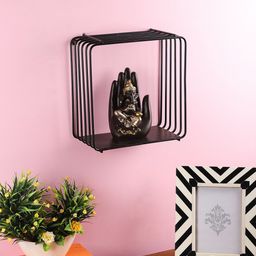 Home Sparkle Black Square Iron Wall Mounted Floating Shelf-picture-36