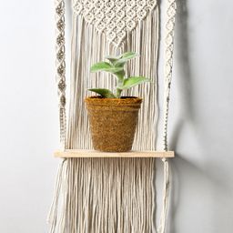 Decazone Beige Floating Boho Macrame Wall Hanging Shelf-picture-26
